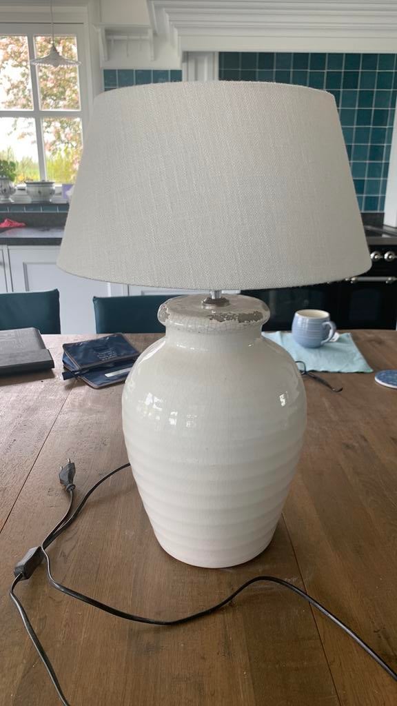 Lamp gebroken wit craquele schemerlamp, Huis en Inrichting, Lampen | Tafellampen, Ophalen, Zo goed als nieuw, Minder dan 50 cm