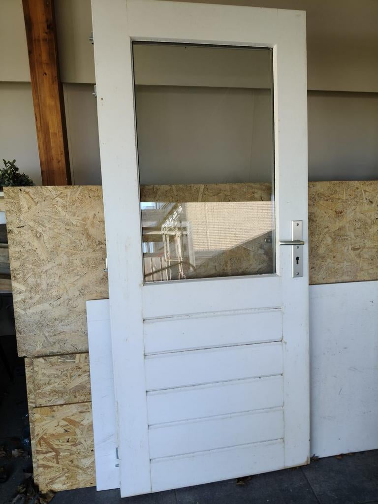 Hardhouten (meranti) buitdeur met HR++ glas (88x201,5x38), Doe-het-zelf en Verbouw, Deuren en Horren, Ophalen of Verzenden, Glas