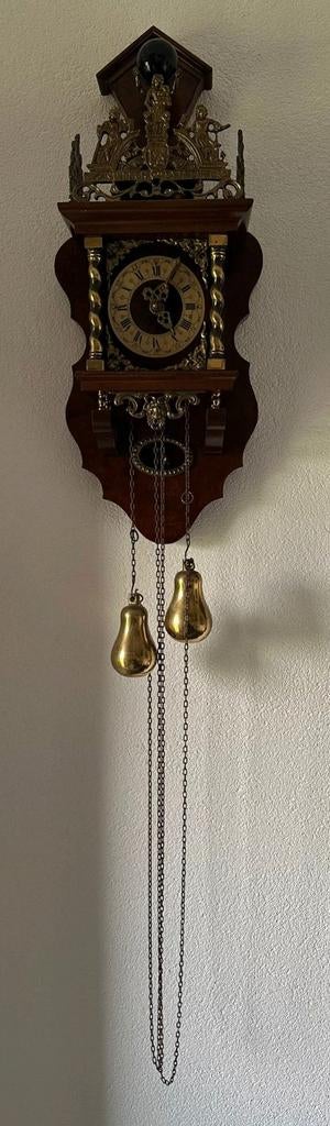 Antieke Zaanse klok met Messing Gewichten, Antiek en Kunst, Ophalen of Verzenden