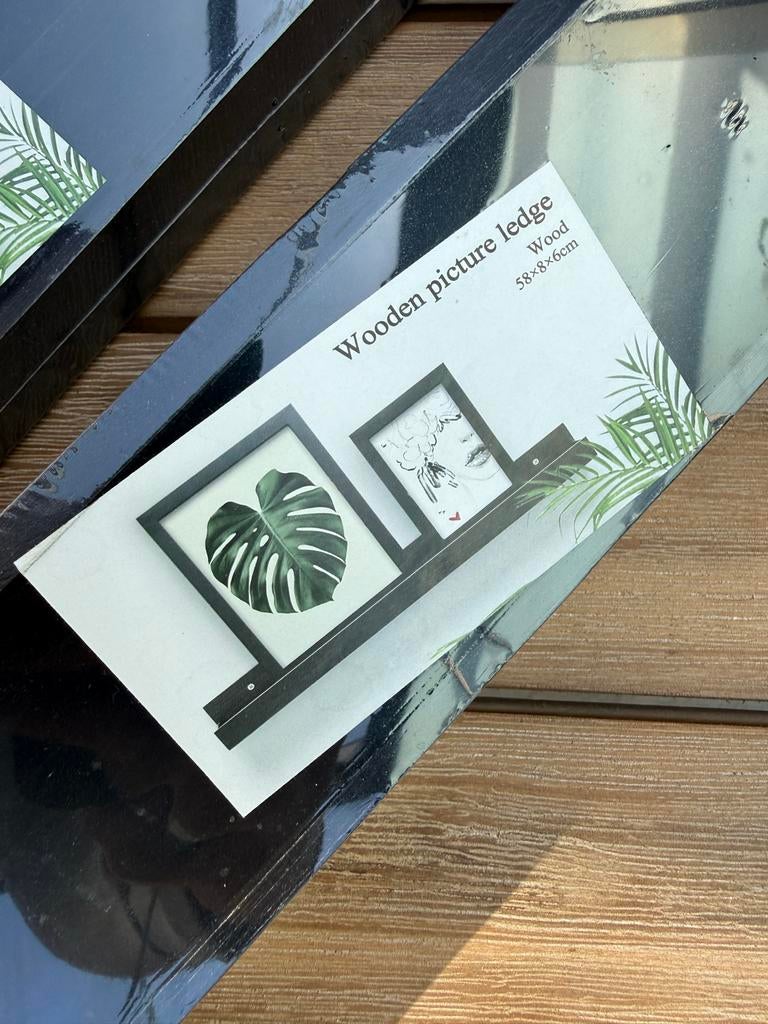 Nieuwe zwarte houten fotoplank (58x8x6cm), Ophalen, Nieuw