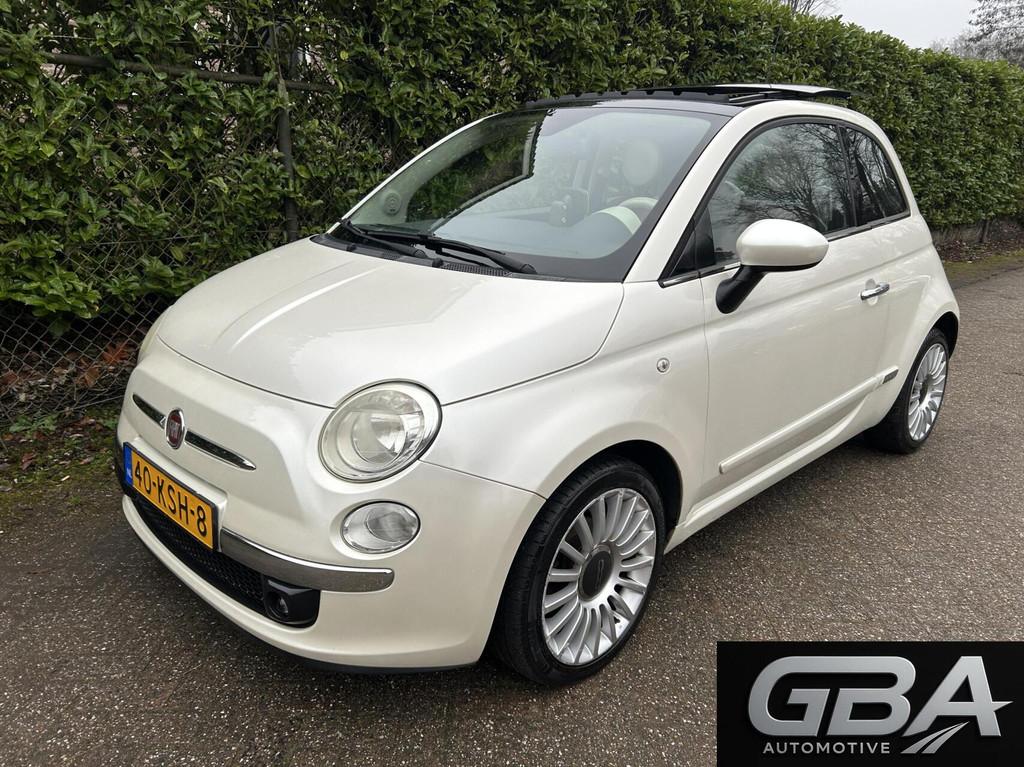 Fiat 500 1.2 Lounge Leder PDC Open Panoramadak Parelmoerwit, Euro 5, Gebruikt, 1242 cc, 4 cilinders
