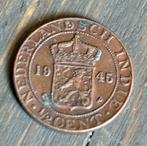 1/2 Cent 1945 nederlands indie, Postzegels en Munten, Munten | Nederland, Ophalen of Verzenden, Koningin Wilhelmina, 1 cent, Losse munt