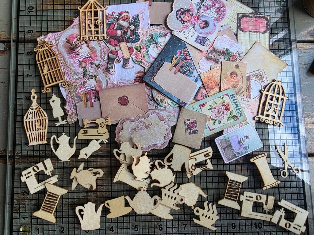 🫖 Setjes nostalgisch brocante papier en embellishments, Hobby en Vrije tijd, Ophalen of Verzenden, Nieuw