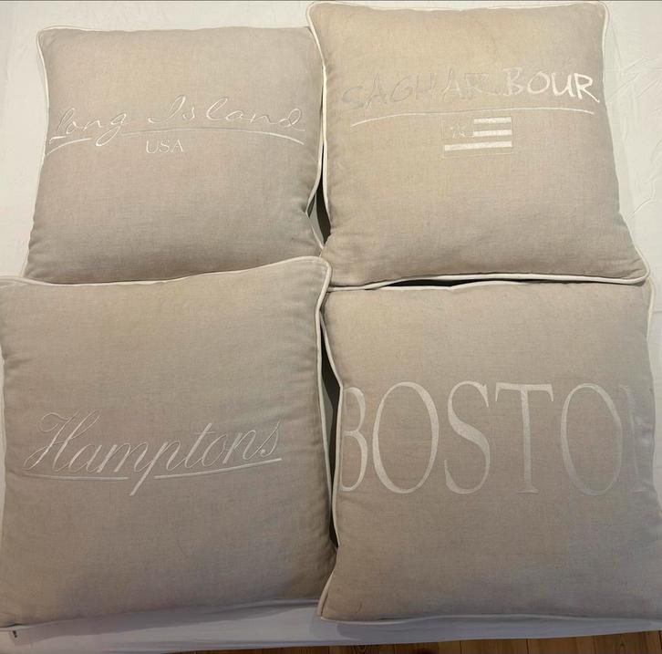 Rivera Maison set van 4 kussens, Huis en Inrichting, Woonaccessoires | Kussens, Zo goed als nieuw, Beige, Vierkant, Ophalen of Verzenden