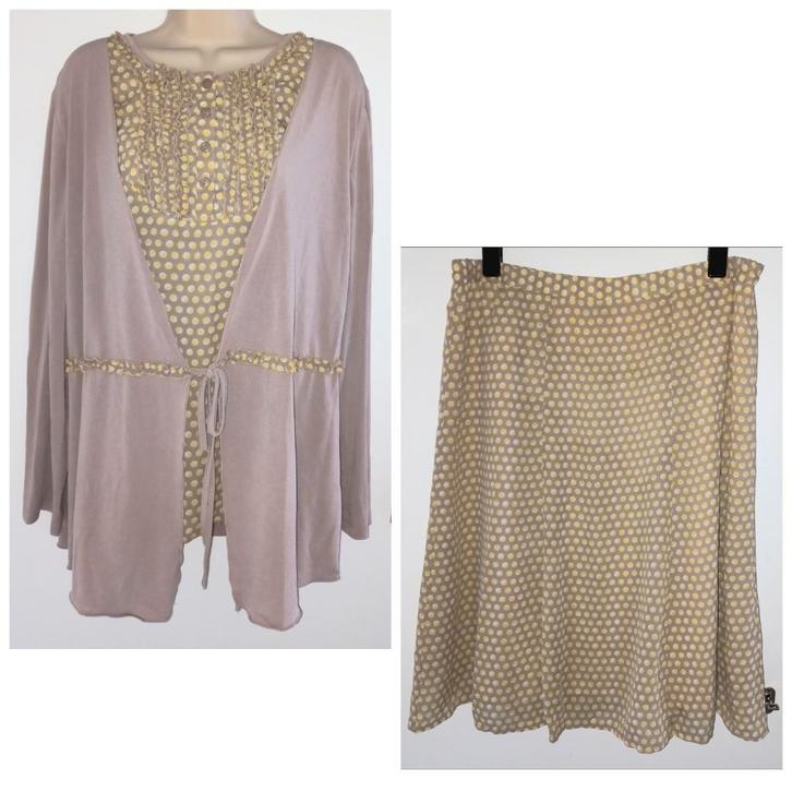 Setje (blouse met rok) maat 48, Kleding | Dames, Grote Maten, Zo goed als nieuw, Rok, Overige kleuren, Ophalen of Verzenden