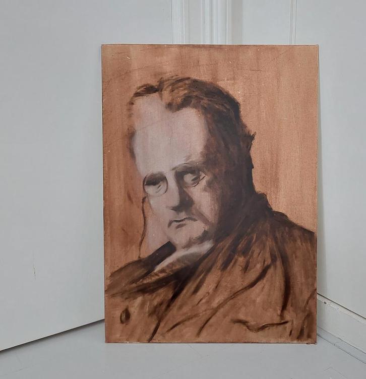 Schilderij 50x70 Portret Kunst Art Tekening Vintage Brocante, Antiek en Kunst, Kunst | Schilderijen | Klassiek, Ophalen