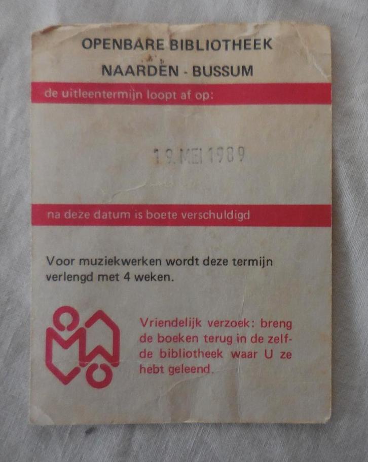 Bibliotheekkaartje uit 1989, Tickets en Kaartjes, Theater | Overige, Eén persoon