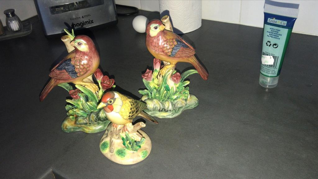 Drie vogelbeeldjes, Verzamelen, Beelden en Beeldjes, Ophalen of Verzenden, Gebruikt, Dier