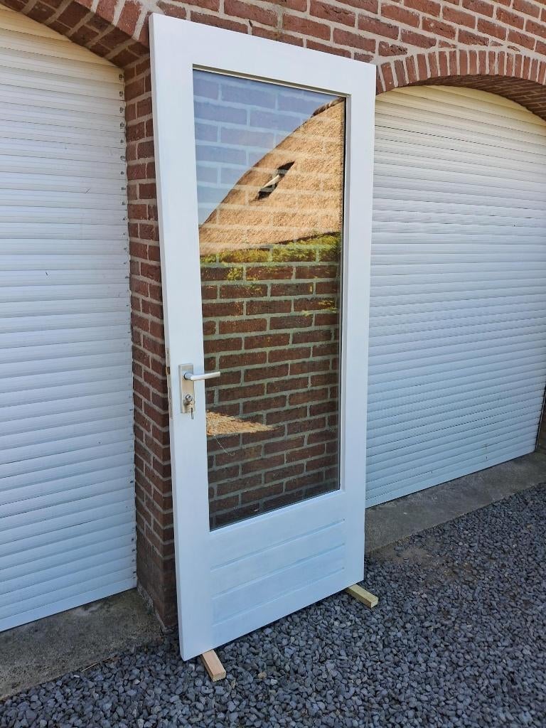 achterdeur, balkondeur, schuurdeur, buitendeur, hardhout, Doe-het-zelf en Verbouw, Deuren en Horren, Ophalen, Gebruikt, 80 tot 100 cm