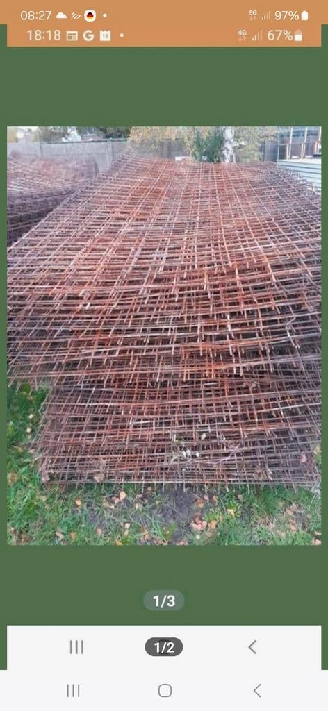 Wapeningsnetten,Bouwstaal,gaas 135x250cm rond 5 Maas 10x10cm, Doe-het-zelf en Verbouw, Metalen, Ophalen, Nieuw