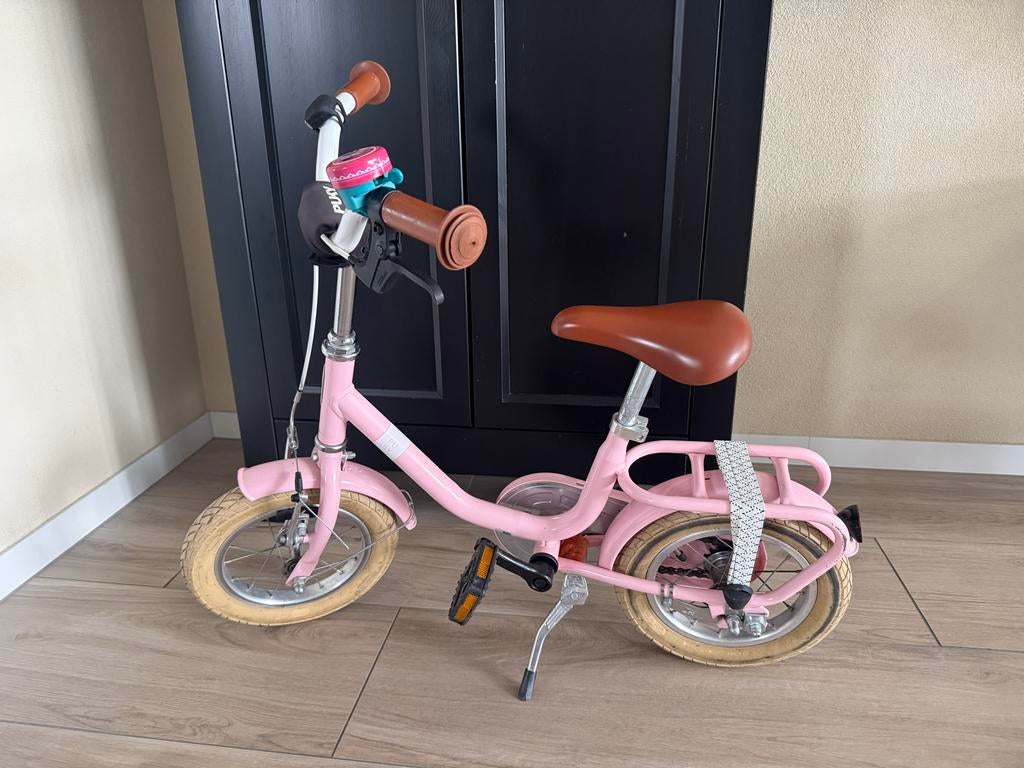 Roze kinderfietsje, gebruikt (exclusief zijwieltjes), Ophalen, Gebruikt, Minder dan 16 inch