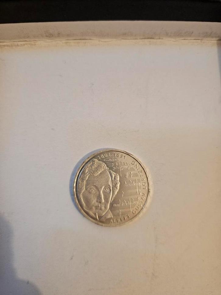 Zilveren 10 Mark munt Duitsland 2001 Albert Gustav Lortzing, Postzegels en Munten, Munten | Europa | Niet-Euromunten, Duitsland