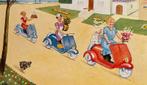 1950 dames per SCOOTER scooters naar verjaardag taart, Verzenden, 1940 tot 1960, Ongelopen, Overige thema's