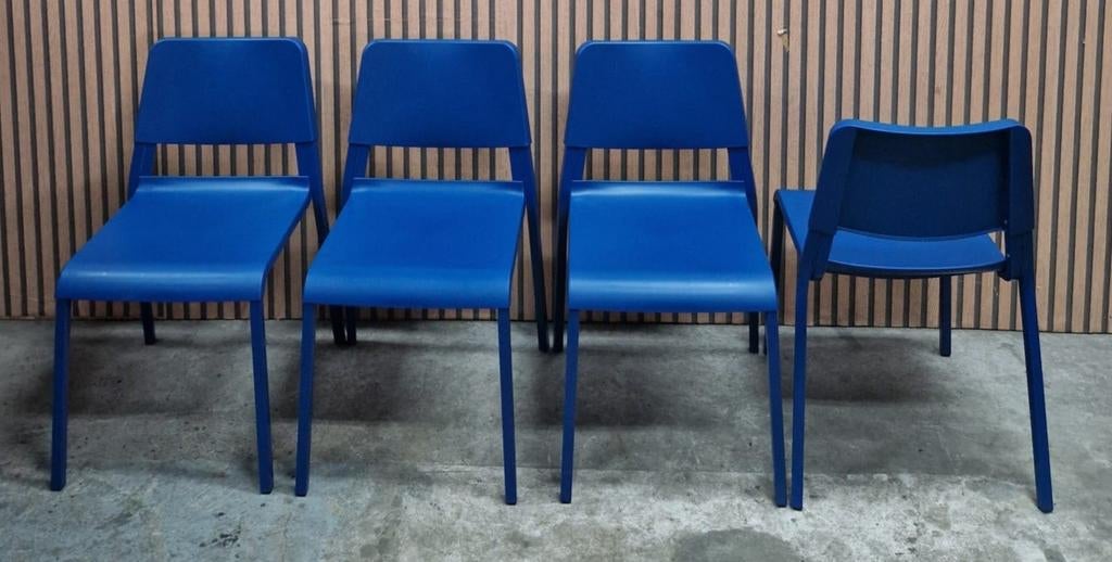 12 x Ikea Teodores stoelen blauw design terras horeca cafe, Kunststof, Blauw, Ophalen of Verzenden, Zo goed als nieuw