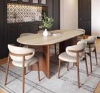 Set Japandi eettafel 180 x 80  + salontafel walnoot look, Ophalen, 50 tot 100 cm, Zo goed als nieuw, 150 tot 200 cm