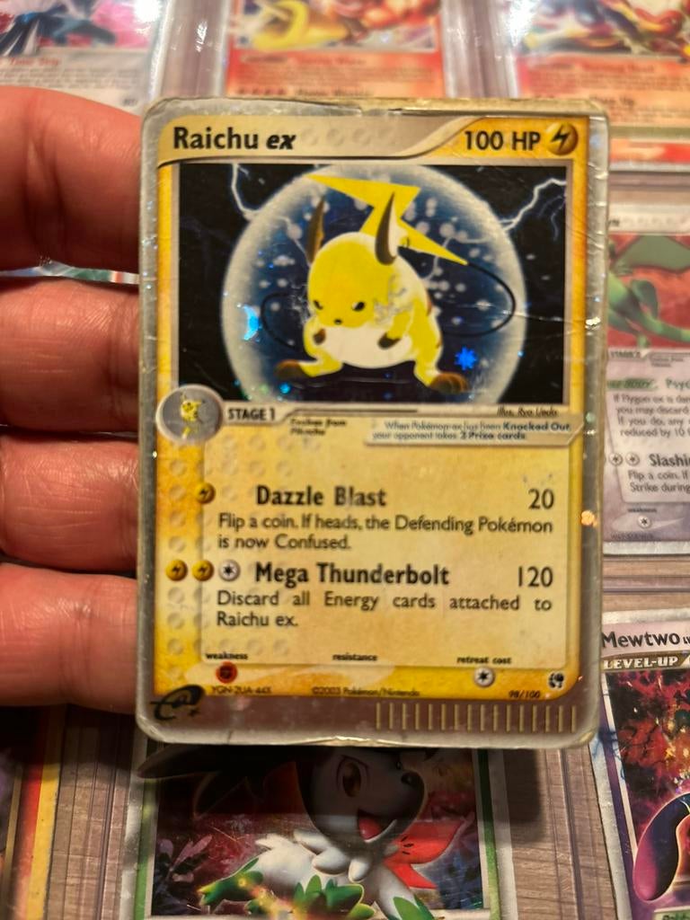 Pokémon Kaart Raichu ex Holo 98/100 EX Sandstorm, Ophalen of Verzenden, Gebruikt, Losse kaart