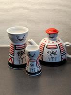 Chef theepot, melkkan en eierdopje set, Ophalen of Verzenden, Gebruikt