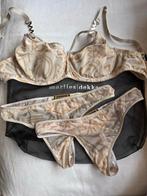 Zgan! Marlies Dekkers Golden Karo: 2 strings en BH, Ophalen of Verzenden, Beige, Setje