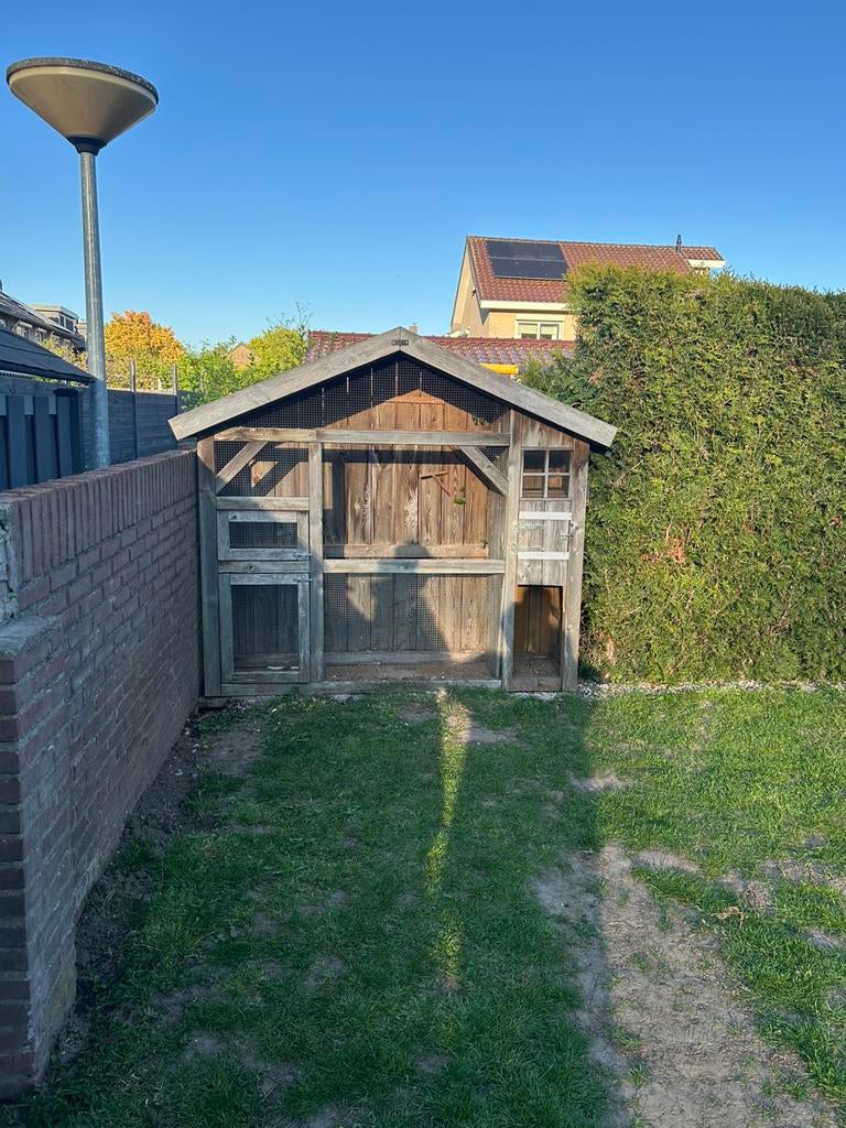 Volière met nachthok, Dieren en Toebehoren, Vogels | Hokken en Kooien, Ophalen, Gebruikt, Hout, Volière