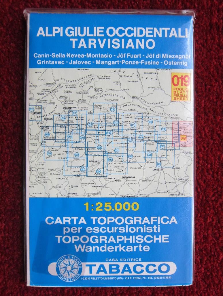 Tabacco Wanderkarte 019 Alpi Giulie Occidentali Tarvisiano, Boeken, Atlassen en Landkaarten, Verzenden, 2000 tot heden, Italië