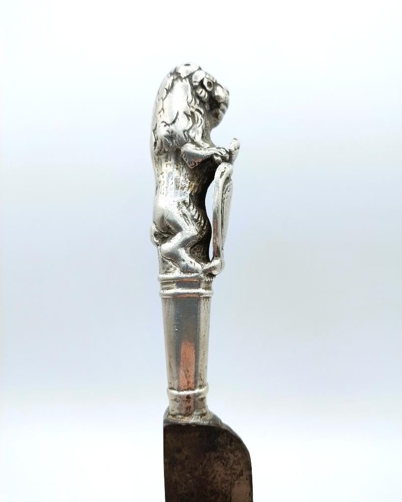 Zilveren mesheft met lemmet, Leeuwarden, 18e eeuws, Antiek en Kunst, Verzenden, Zilver