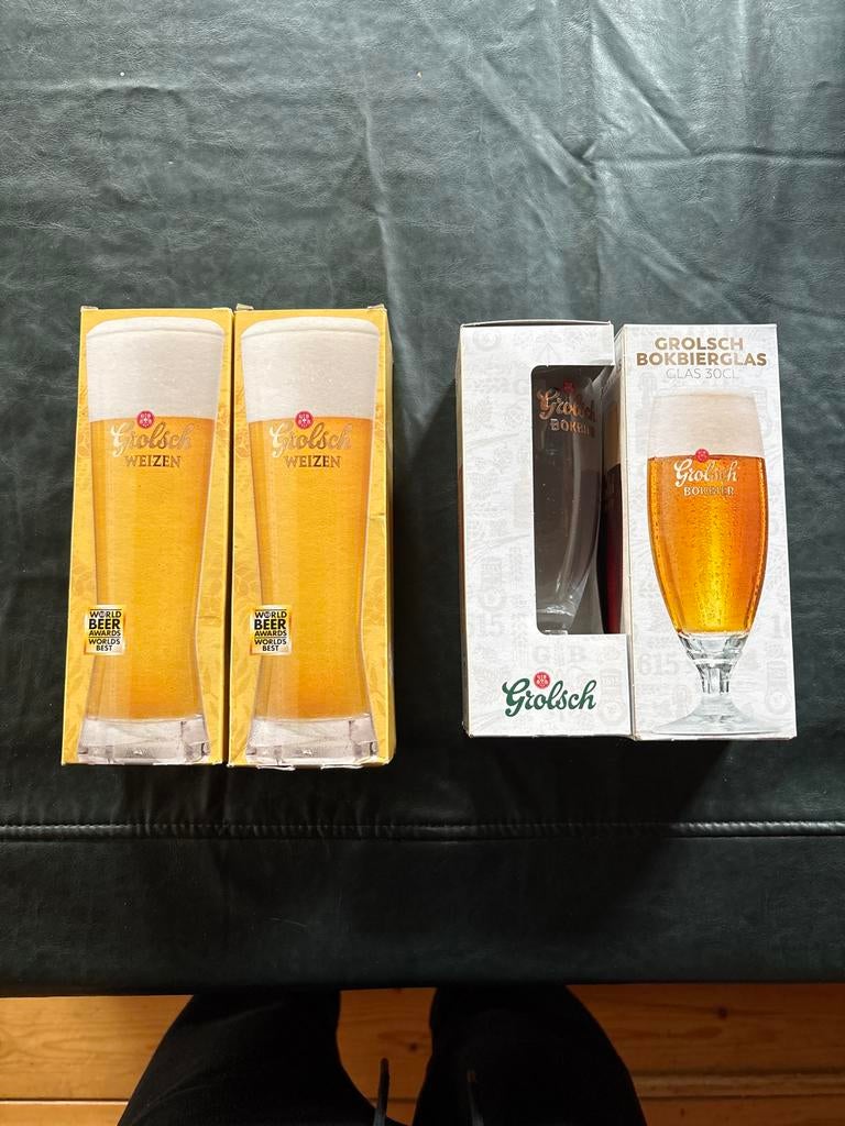 Nieuwe Grolsch bierglazen 30cl - Weizen en Bokbier, Ophalen of Verzenden, Nieuw, Glas of Glazen, Grolsch