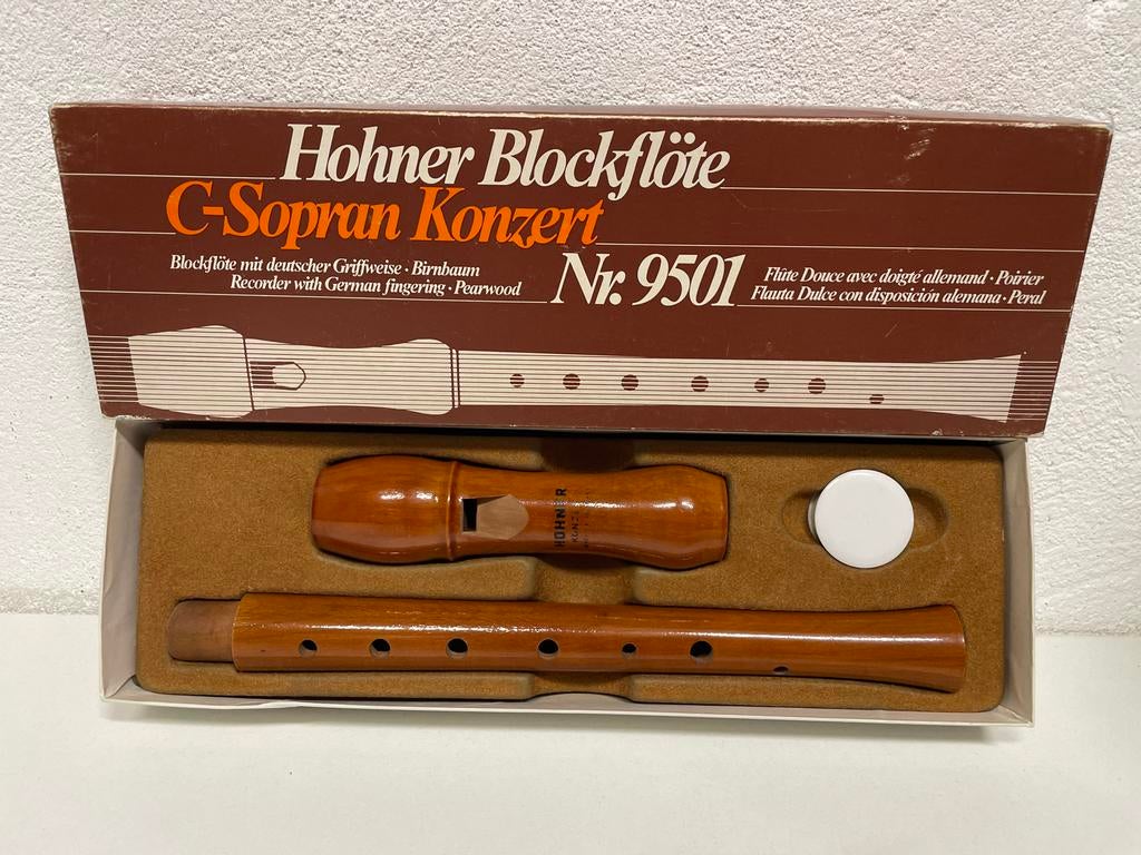 Hohner Blockflöte C-Sopran Konzert Nr. 9501, Ophalen of Verzenden, Zo goed als nieuw, Sopraan of Sopranino, Met koffer, hoes of etui