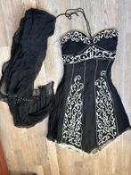 INDIASE ZWART WIT DAMES FEEST HALTER JURK SET, MAAT; S, Kleding | Dames, Ophalen of Verzenden, Zo goed als nieuw