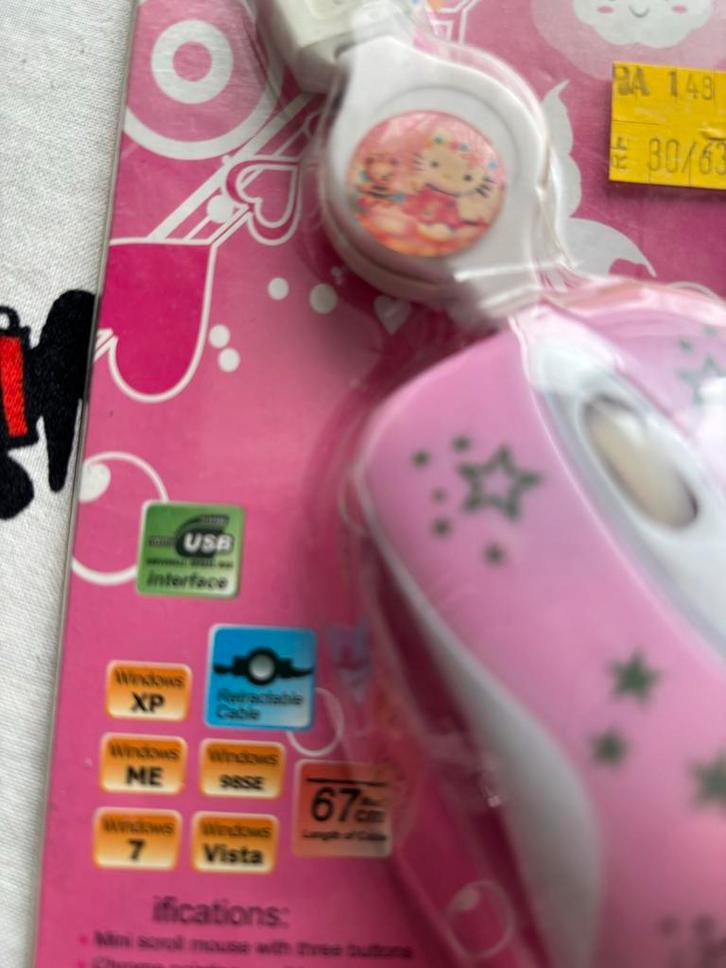 Hello Kitty Mini USB Muis - Roze met Sterren, Computers en Software, Muizen, Nieuw, Muis, Bedraad, Ophalen of Verzenden