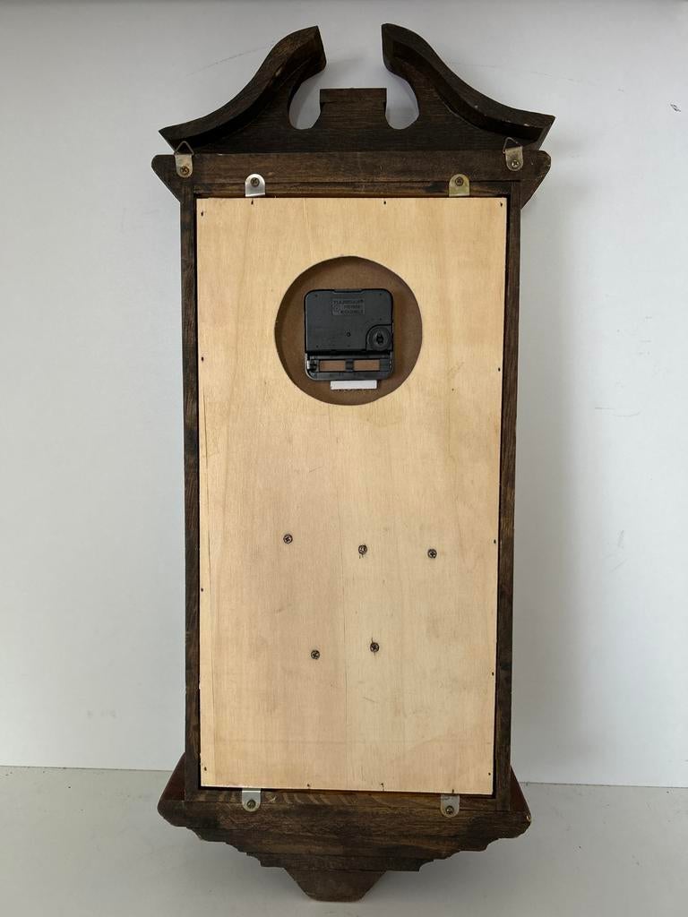 Vintage Houten Wandklok met Muziekinstrumenten Display, Ophalen of Verzenden