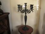 Grote bronzen kandelaar 5 lichtpunten zwart, Antiek en Kunst, Antiek | Kandelaars, Ophalen, Koper of Brons