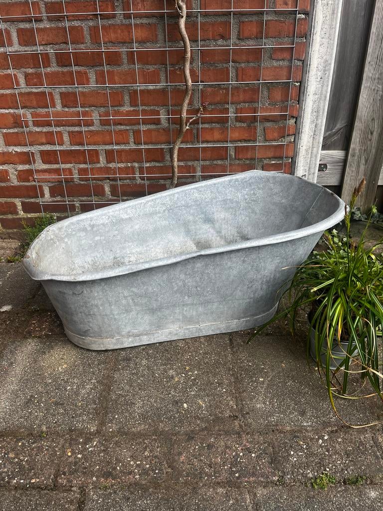 Zinken babybad leuk als plantenbak, Antiek en Kunst, Ophalen