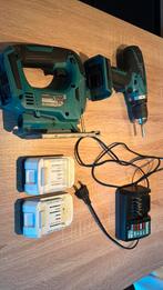 Makita accu boormachine + decoupeer en 2x accu + oplader, Ophalen of Verzenden, Gebruikt, Boormachine
