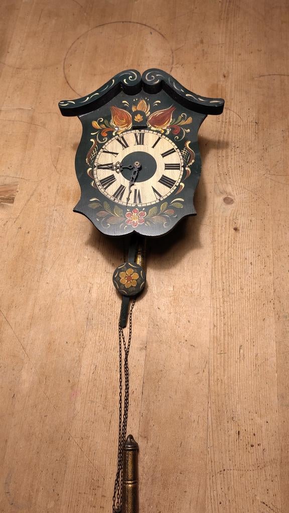 Antieke Koekoeksklok - Handgeschilderd Hout, Antiek en Kunst, Ophalen of Verzenden