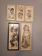 Oude prentjes met Kindertekeningen - Cocky, Dobs, Ted, Ophalen of Verzenden