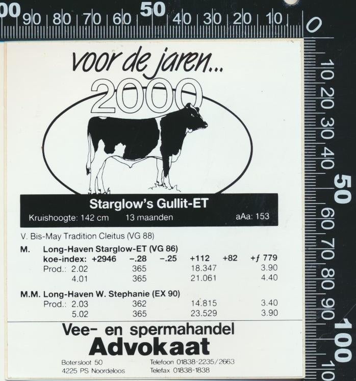 Sticker: Advokaat Vee en Spermahandel - Noordeloos (2), Ophalen of Verzenden, Zo goed als nieuw, Bedrijf of Vereniging