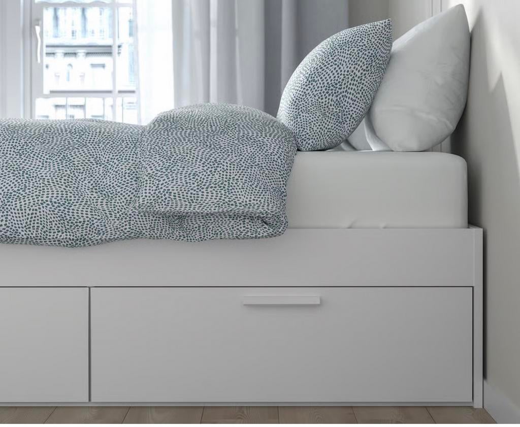 Brimnes bed Ikea, Ophalen, Wit, Tweepersoons, Zo goed als nieuw