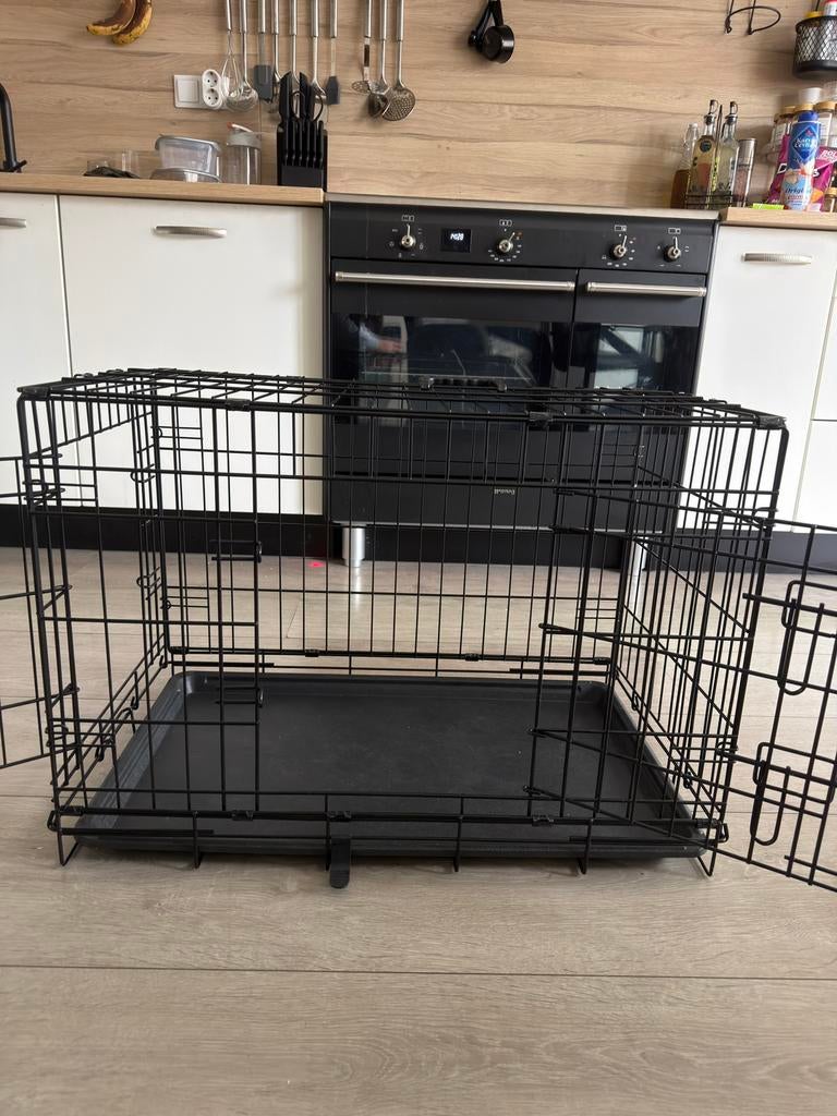 Zwarte puppy/kleine hondenbench, Dieren en Toebehoren, Ophalen, Zo goed als nieuw, Minder dan 75 cm, 65 tot 100 cm