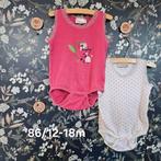 Set van 2 rompers maat 86 (12-18m) - roze en stippen, Kinderen en Baby's, Babykleding | Maat 86, Nacht- of Onderkleding, Gebruikt