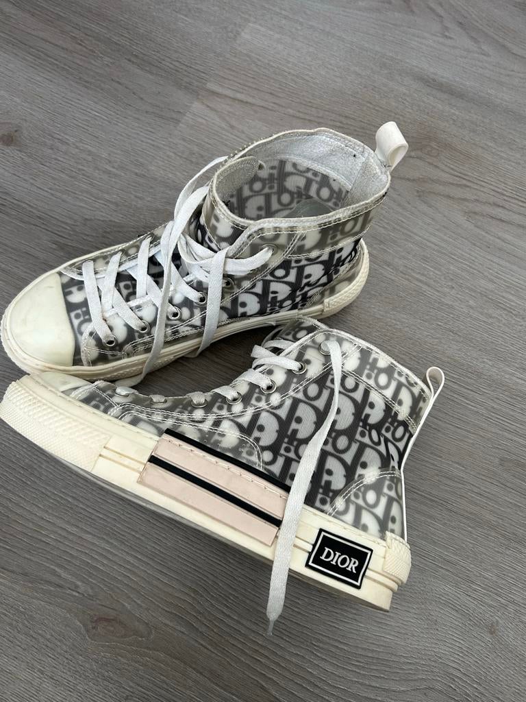 Dior B23 High-Top Sneakers - Transparant met Dior Oblique, Kleding | Dames, Schoenen, Verzenden, Gedragen, Wit, Sneakers of Gympen