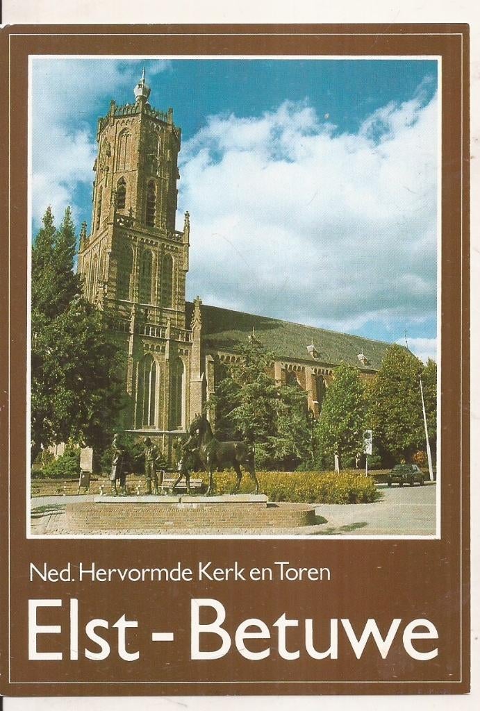 Elst Betuwe Ned. Herv. Kerk en toren 1988, Verzamelen, Ansichtkaarten | Nederland, Ophalen of Verzenden, 1960 tot 1980, Ongelopen