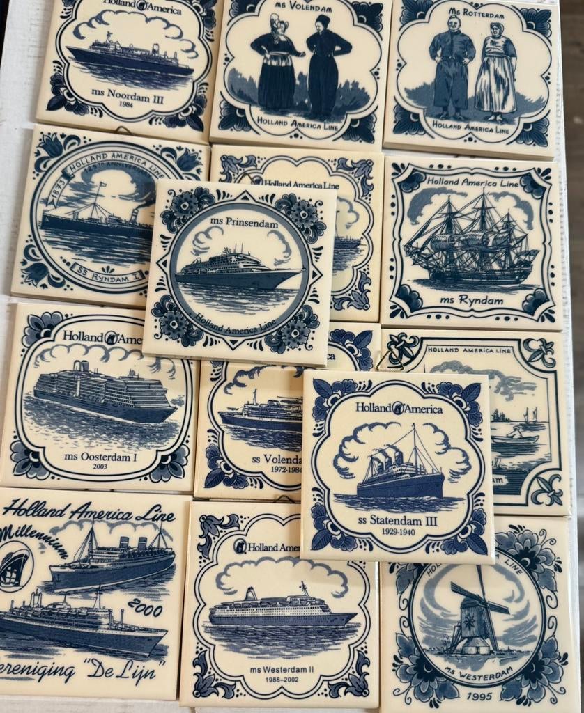 14 tegels van de Holland America Line, Ophalen of Verzenden