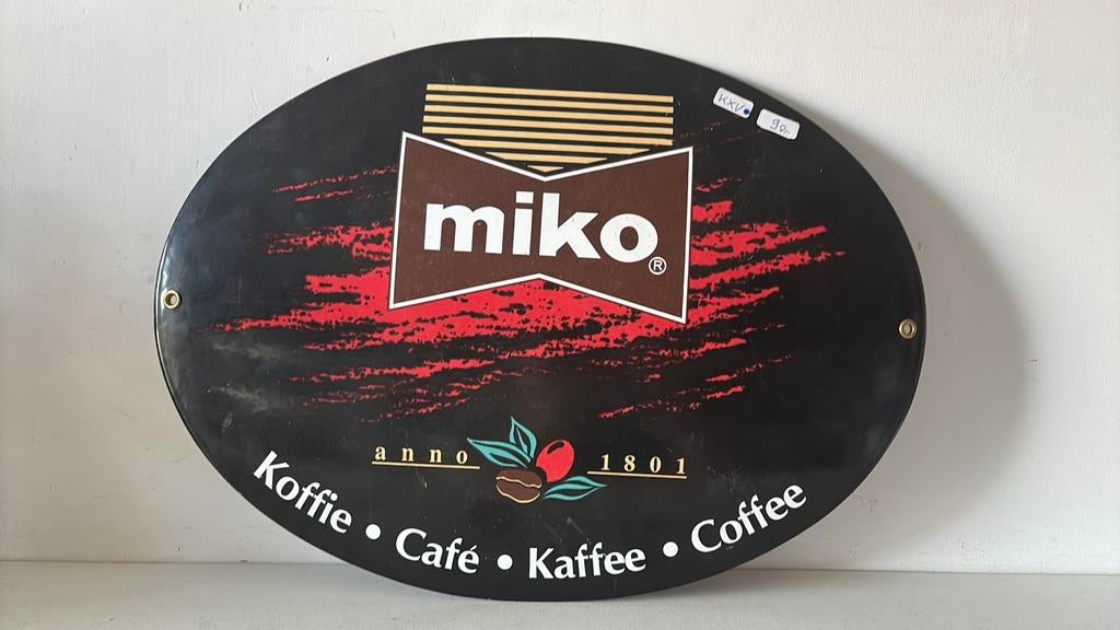 Zwarte miko koffie reclame bord emaille, Ophalen of Verzenden, Zo goed als nieuw