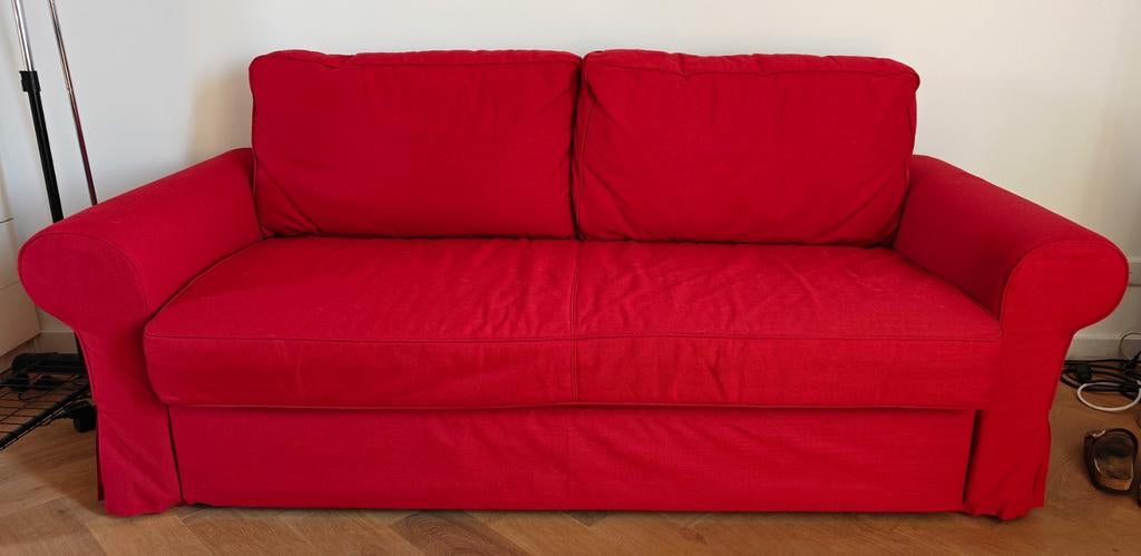Ikea Backabro 3-zits slaapbank - Rood, Ophalen, Gebruikt, Tweepersoons, Overige maten