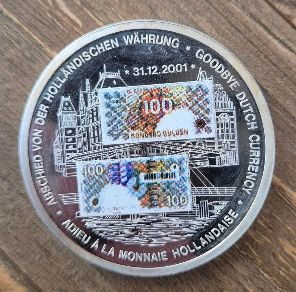 100 guldens afscheid munt, Postzegels en Munten, Munten | Nederland, Koningin Beatrix, Zilver, Losse munt, Overige waardes
