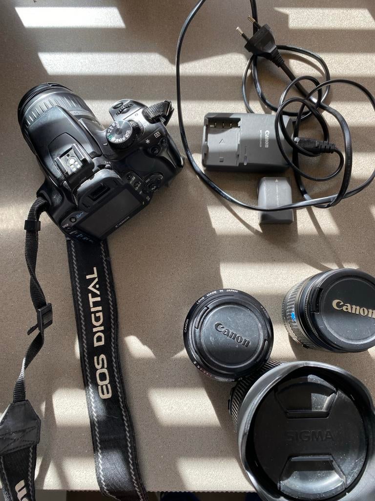 Canon EOS 400D spiegelreflexcamera met 4 lenzen en accessoir, Ophalen of Verzenden, Gebruikt, Spiegelreflex, Canon