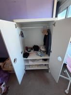 Witte kledingkast met hang- en legruimte, Gebruikt, 150 tot 200 cm, 25 tot 50 cm, Overige houtsoorten