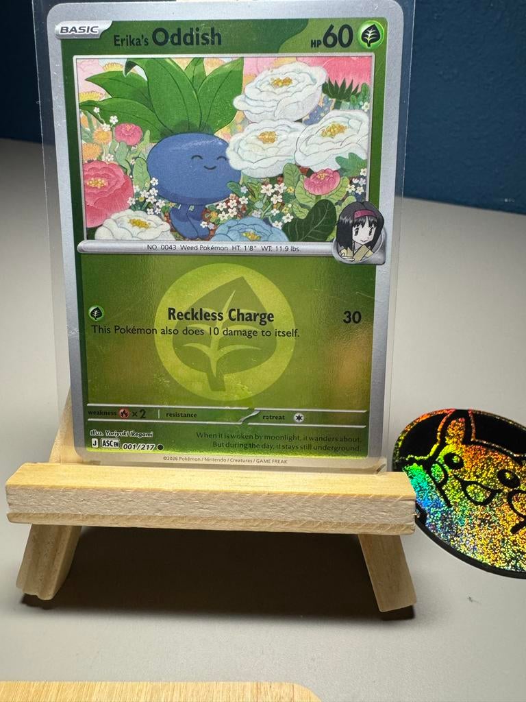 Pokemon kaart: Erika's Oddish - 001/217, Ophalen of Verzenden, Zo goed als nieuw, Losse kaart