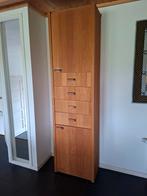 Eiken houten hoge  kast 233x63x36 Vandaag ophalen!!, Ophalen, Gebruikt, Met deur(en), 200 cm of meer
