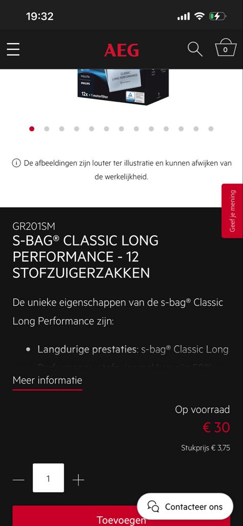 AEG stofzuigerzakken s bag classic long performance, Ophalen of Verzenden, Nieuw, Stofzak, Overige typen